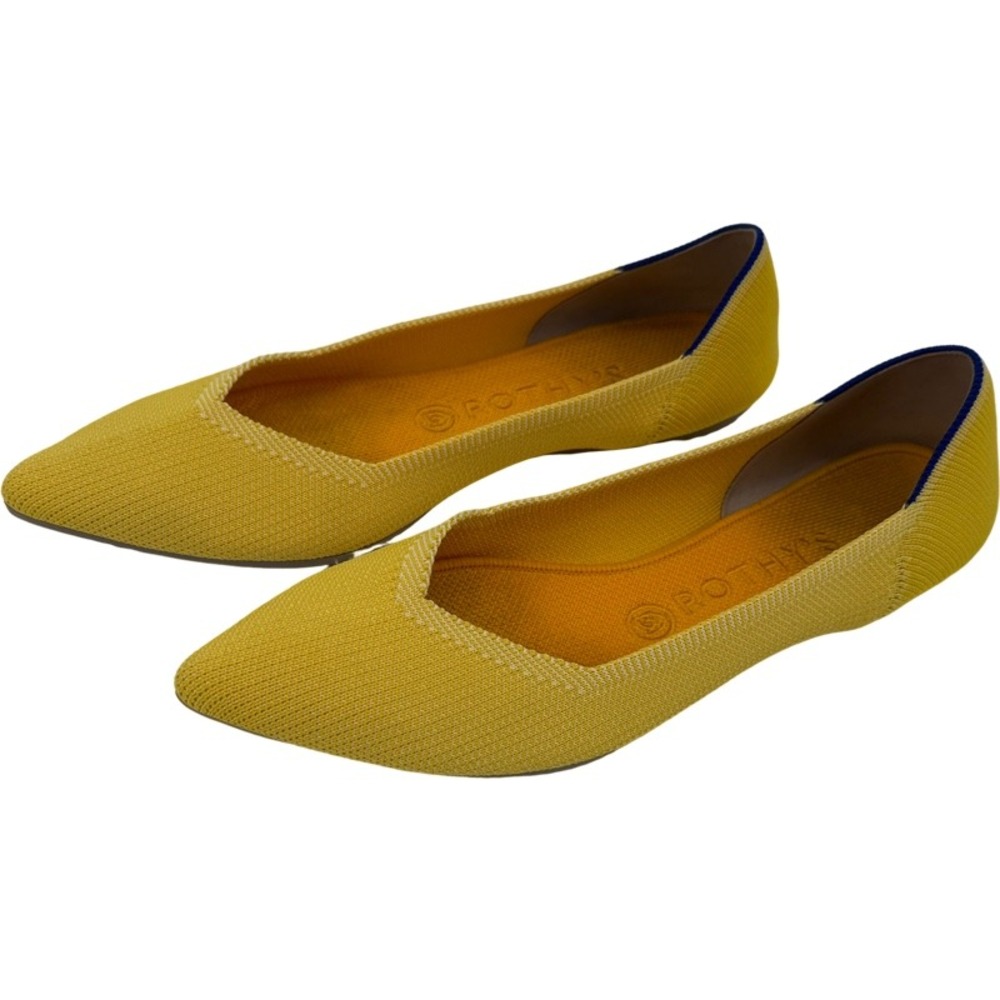 ROTHYS Size 9 The Point Flats Yellow Knit Washable Sustainable Pointed Toe Shoes